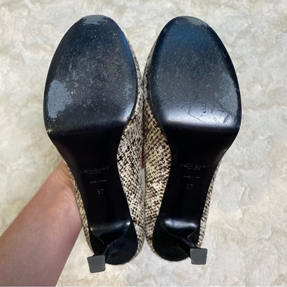 Yves Saint Laurent Tribtoo‎ 105 Ponyhair Platform Pumps Mules Heels Size 37 - Picture 10 of 16